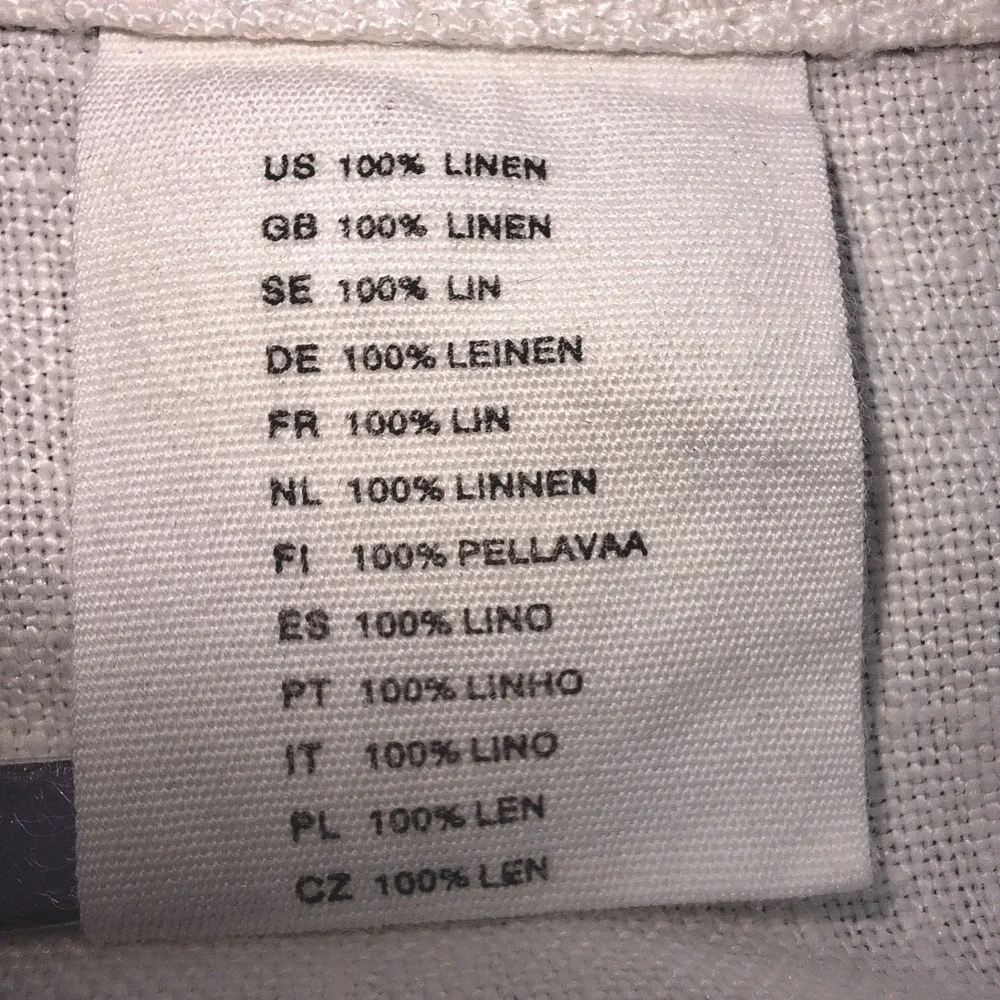 H&M Pants Womens US 32 Large White Linen Wide Leg Drawstring Coastal Resort